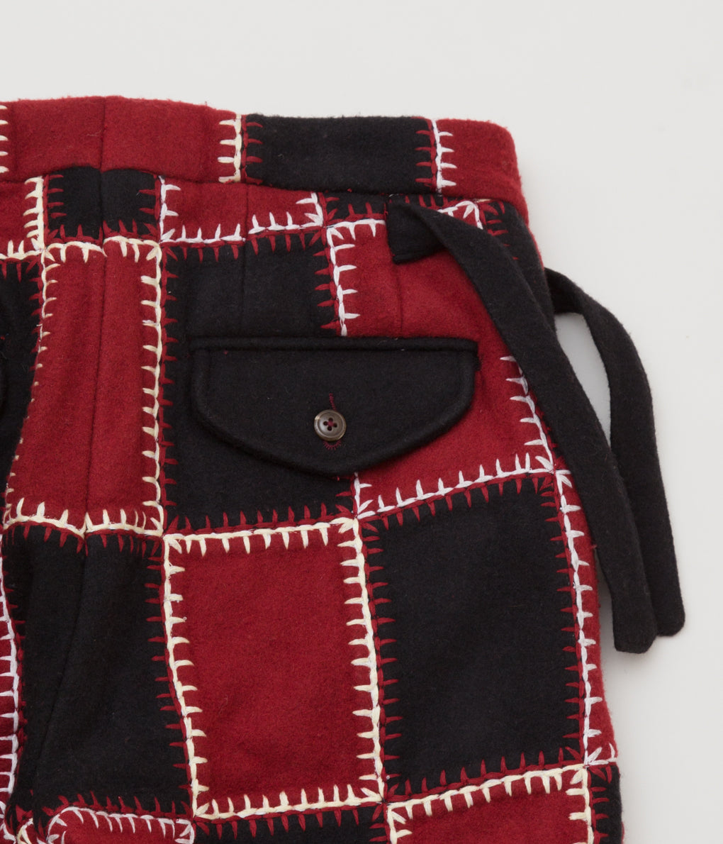 BODE "BLANKET STITCH QUILT TROUSERS" (BURGUNDY MULTI)